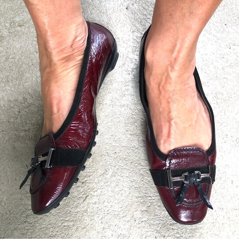 Tod’s Gommino Driving Loafers Burgundy Patent Leather 7.5 Italy - Picture 17 of 17